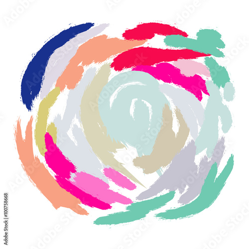 Acrylic paint brush strokes imitation. Artistic colorful stains and swabs in abstract manner.