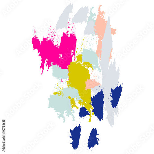 Acrylic paint brush strokes imitation. Artistic colorful stains and swabs in abstract manner.