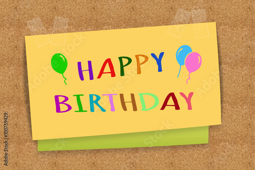 Happy Birthday on sticky note