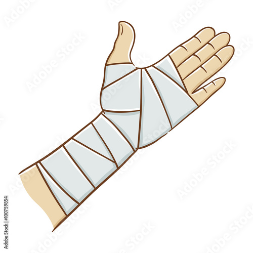 Injured Hand Wrapped in Elastic Bandage Vector illustration