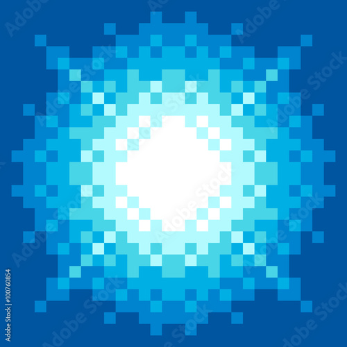 8-Bit Pixel-art Blue Video Game Explosion
