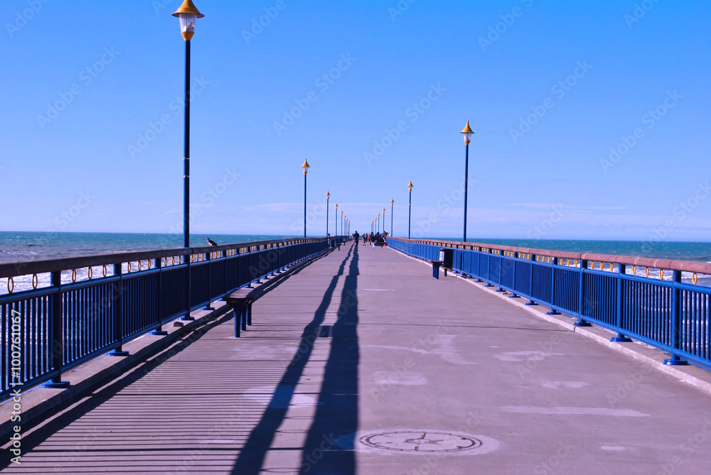 New Brighton Pier, Christchurch, South Island, New Zealand. looking straight out to sea.