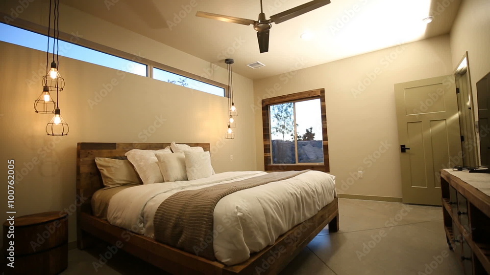 Bedroom Rising Shot on Bed from Low Angle. camera rises from the floor ...
