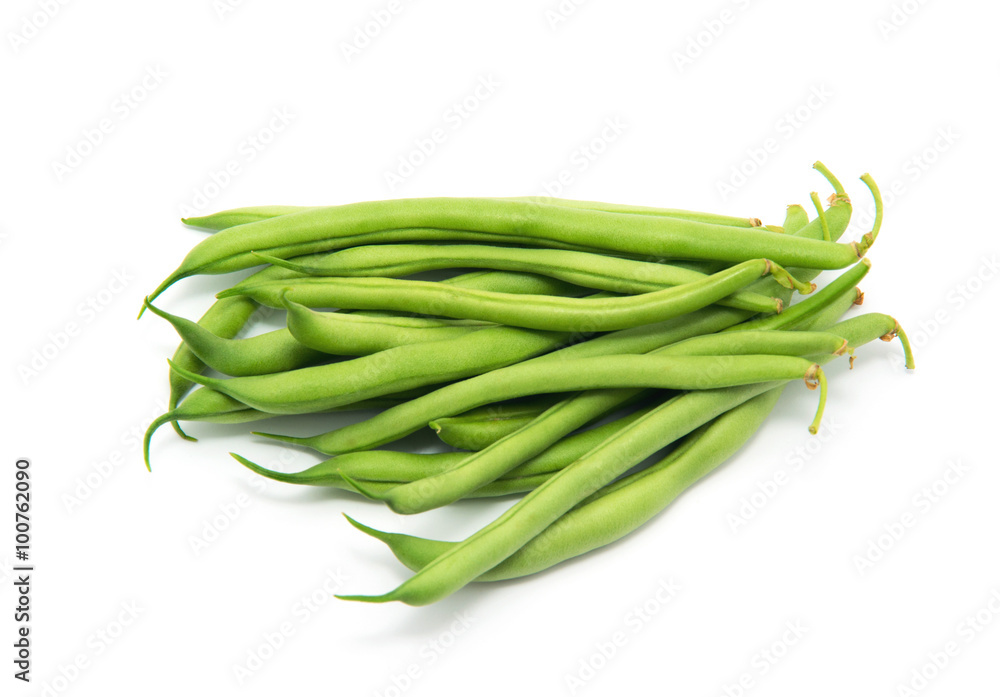 green beans on white background