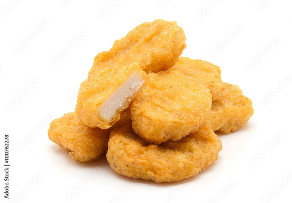 Fried chicken nuggets isolated on white Fried chicken nuggets isolated on white