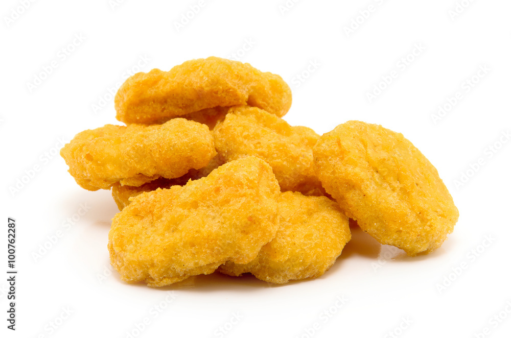 Fried chicken nuggets isolated on white Fried chicken nuggets isolated on white