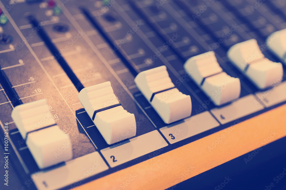 Fototapeta premium Sound mixer control panel