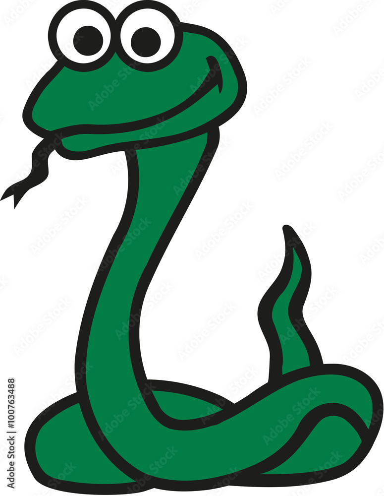 Fototapeta premium Funny cartoon snake with tongue