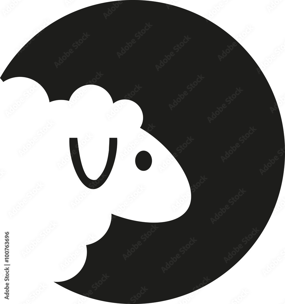 Fototapeta premium Cartoon sheep silhouette in front of the moon