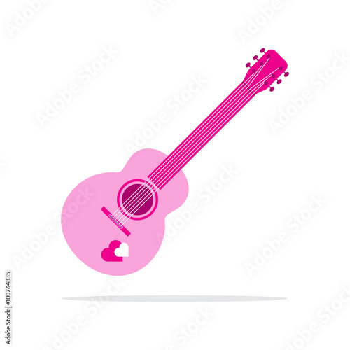 pink heart guitar icon flat style