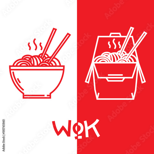 Wok noodles graphic vector illustrations