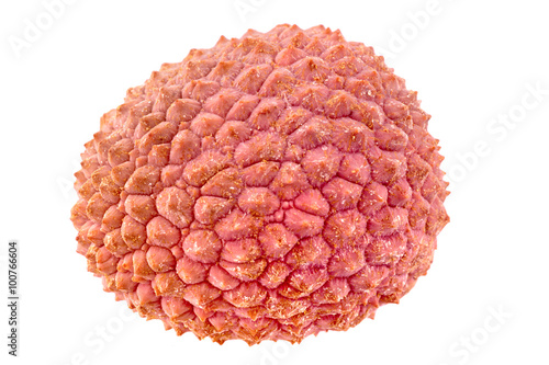 One lychee on a white background