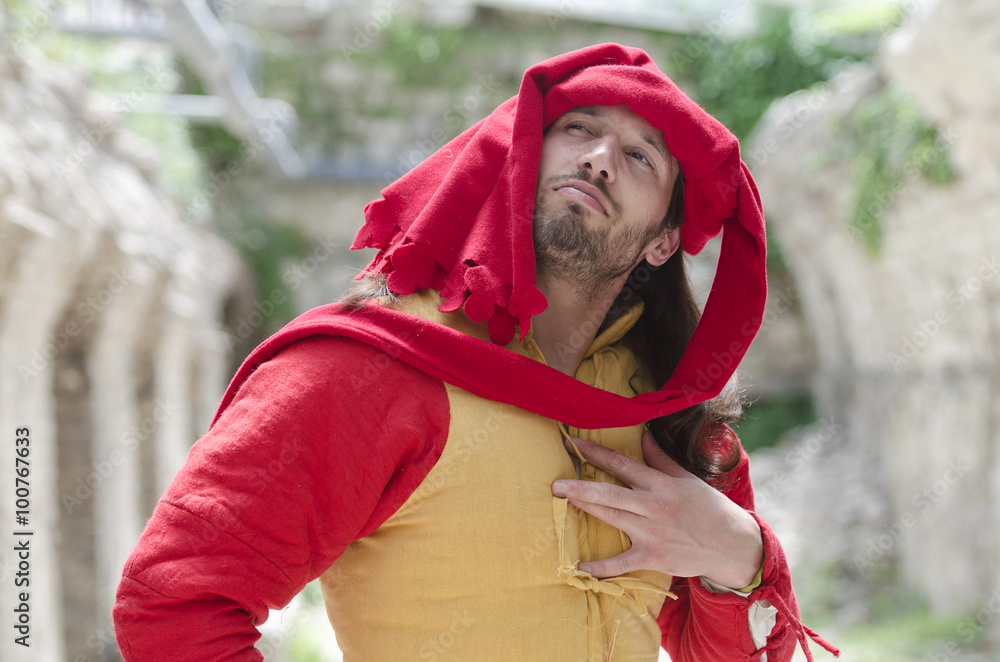 Fototapeta premium medieval peasant in ancient costume