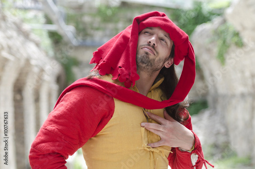 medieval peasant in ancient costume