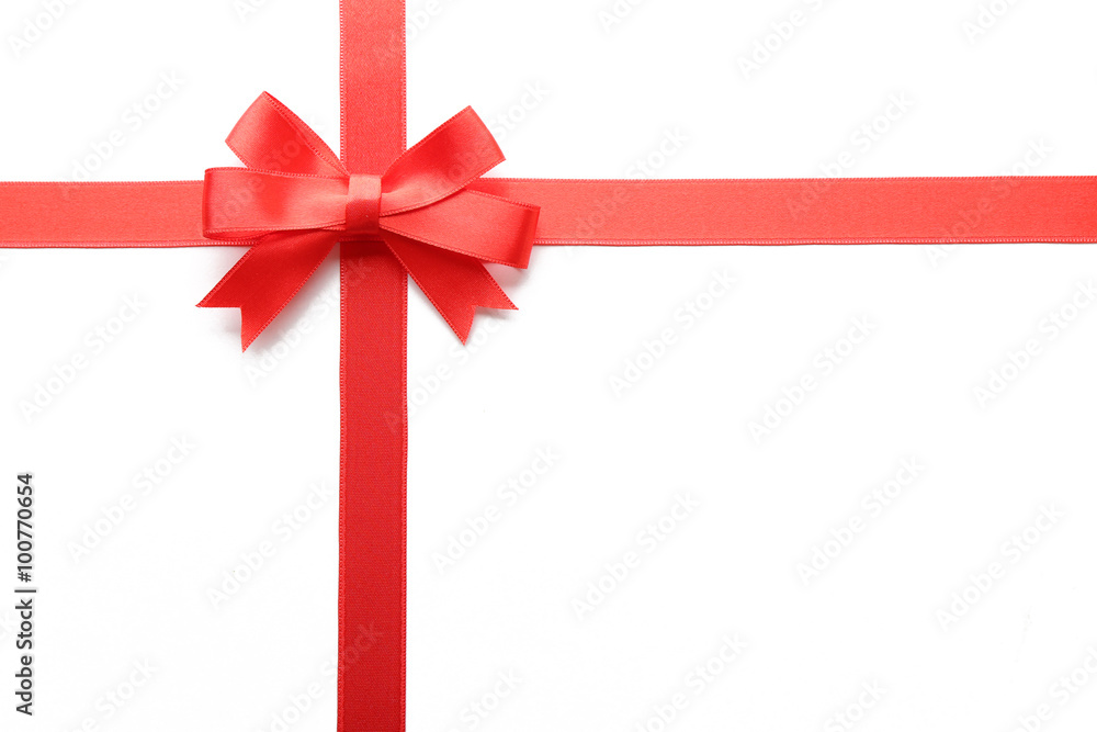 red bow and ribbons, isolated on white red bow and ribbons, isolated on white