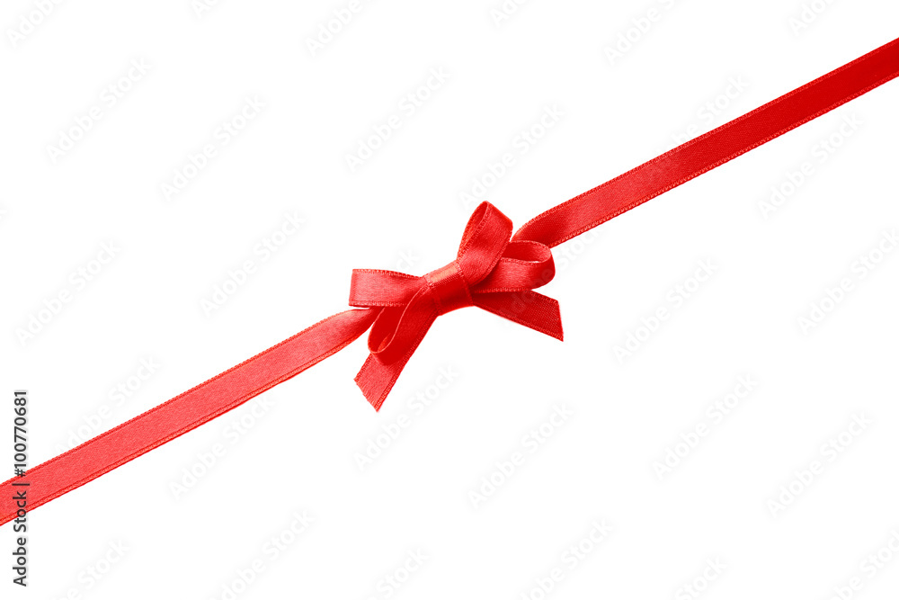 Diagonal ribbon with bow, isolated on white Diagonal ribbon with bow, isolated on white