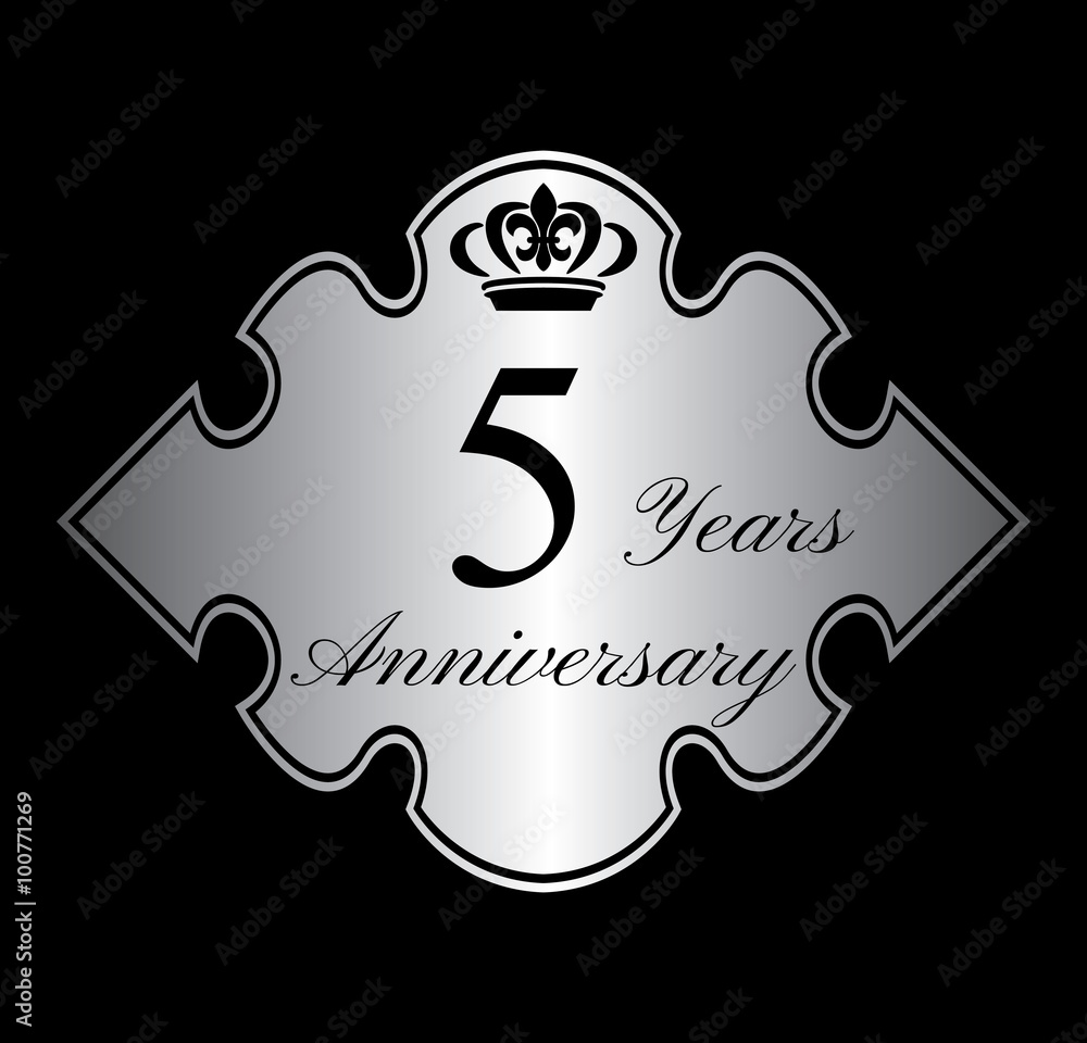 5 anniversary silver emblem with crown 5 anniversary silver emblem with crown