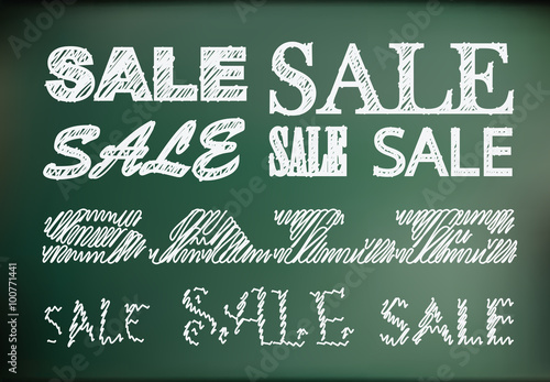 Sale chalk writing on a blackboard, vector eps10 illustration
