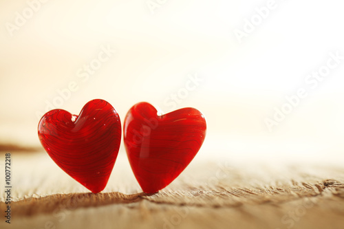Bright red hearts background