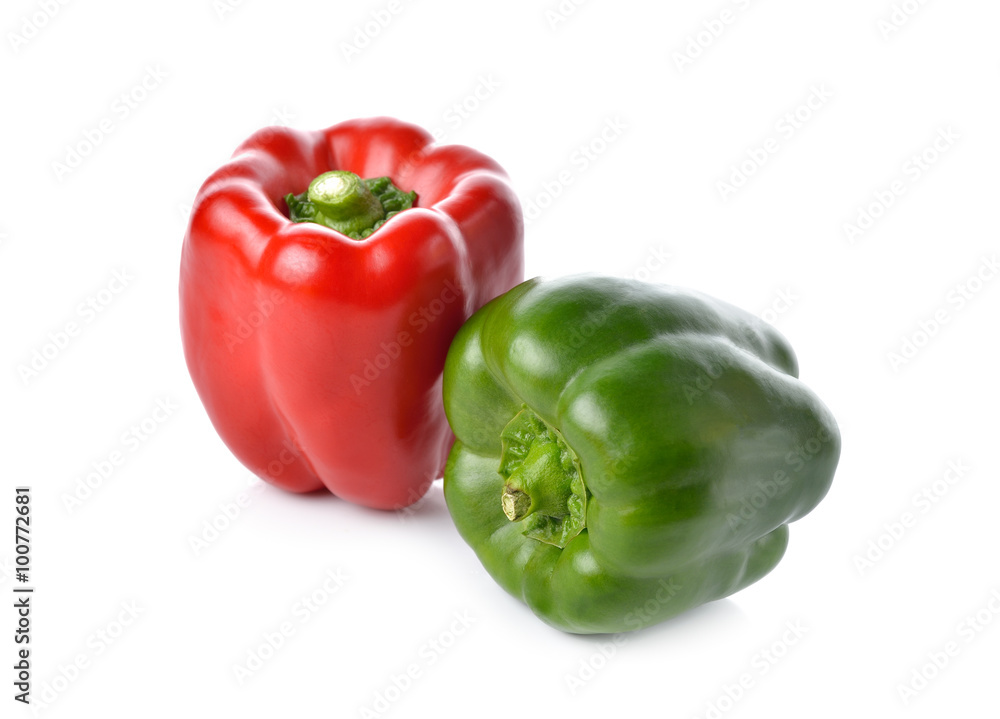 red, green bell pepper on white background red, green bell pepper on white background