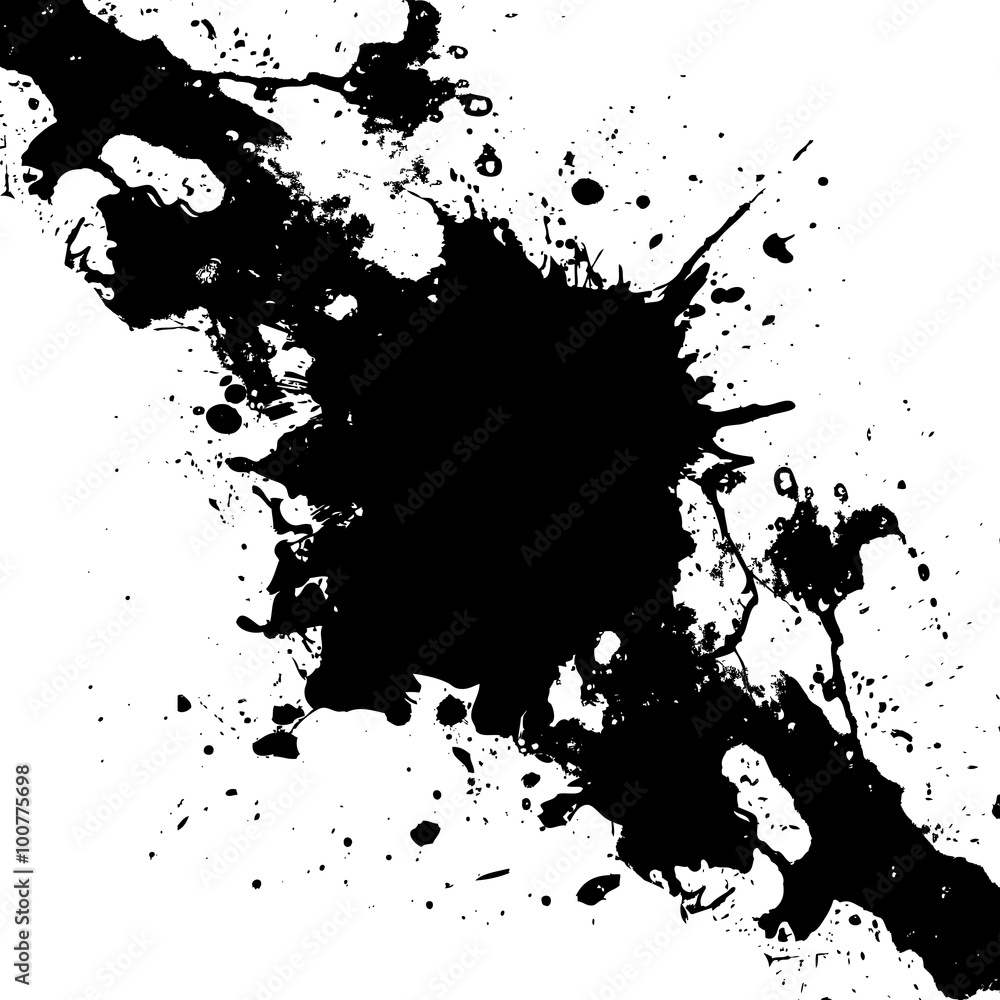 Vector ink  black paint splatter  Background. illustration vecto