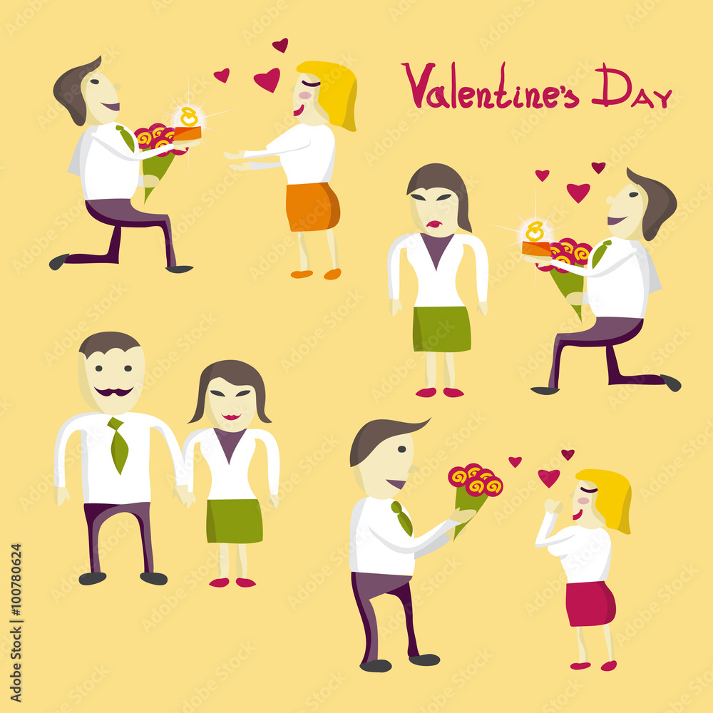 Set vector illustration isolated on the theme of Valentine's day