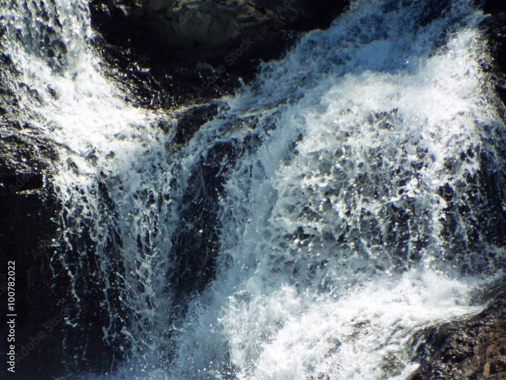 Background of a Waterfall Detail Splashing Over Rocks