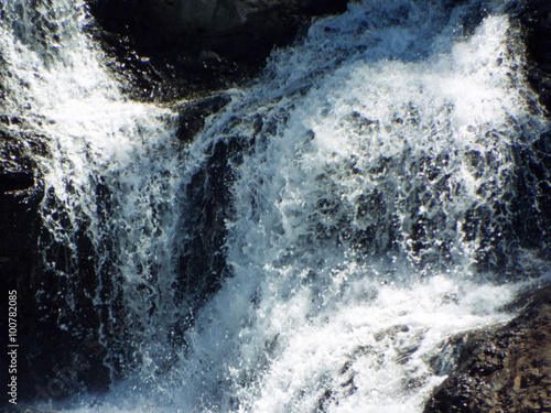 Background of a Waterfall Detail Splashing Over Rocks