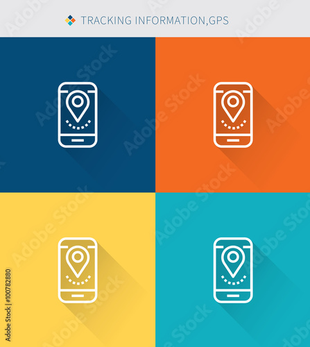 Thin thin line icons set of traking information & gps, modern simple style