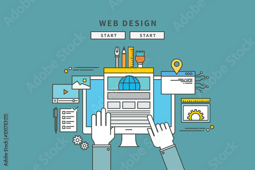 circle color line flat design of web design, modern vector illustration