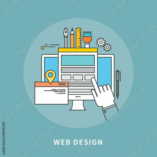 circle color line flat design of web design, modern vector illustration
