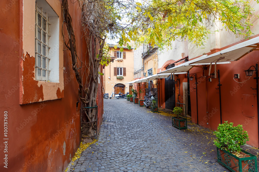 Old city street in Rome, Italy.