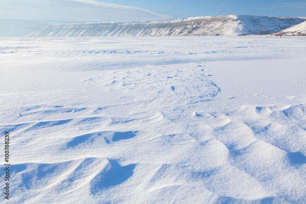 landscape with snowdrifts 