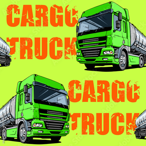 Green Intercity Cargo Truck seamless background
