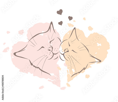 Valentine card -- love cats, vector illustration