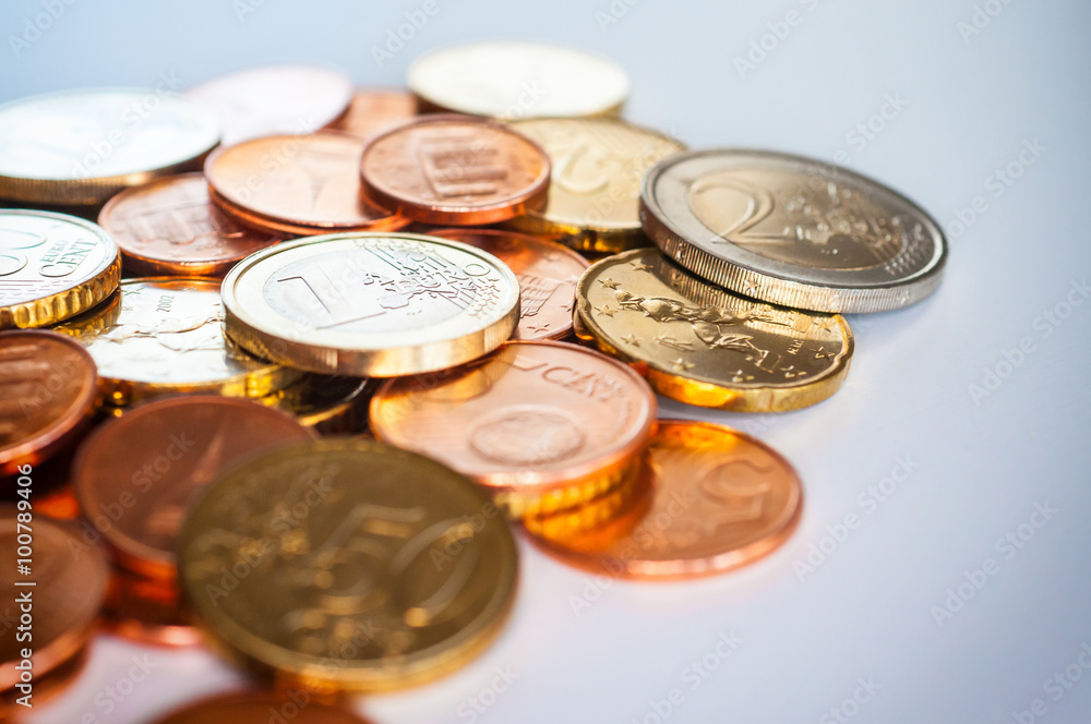 Few Euro coins isolated on white background Few Euro coins isolated on white background