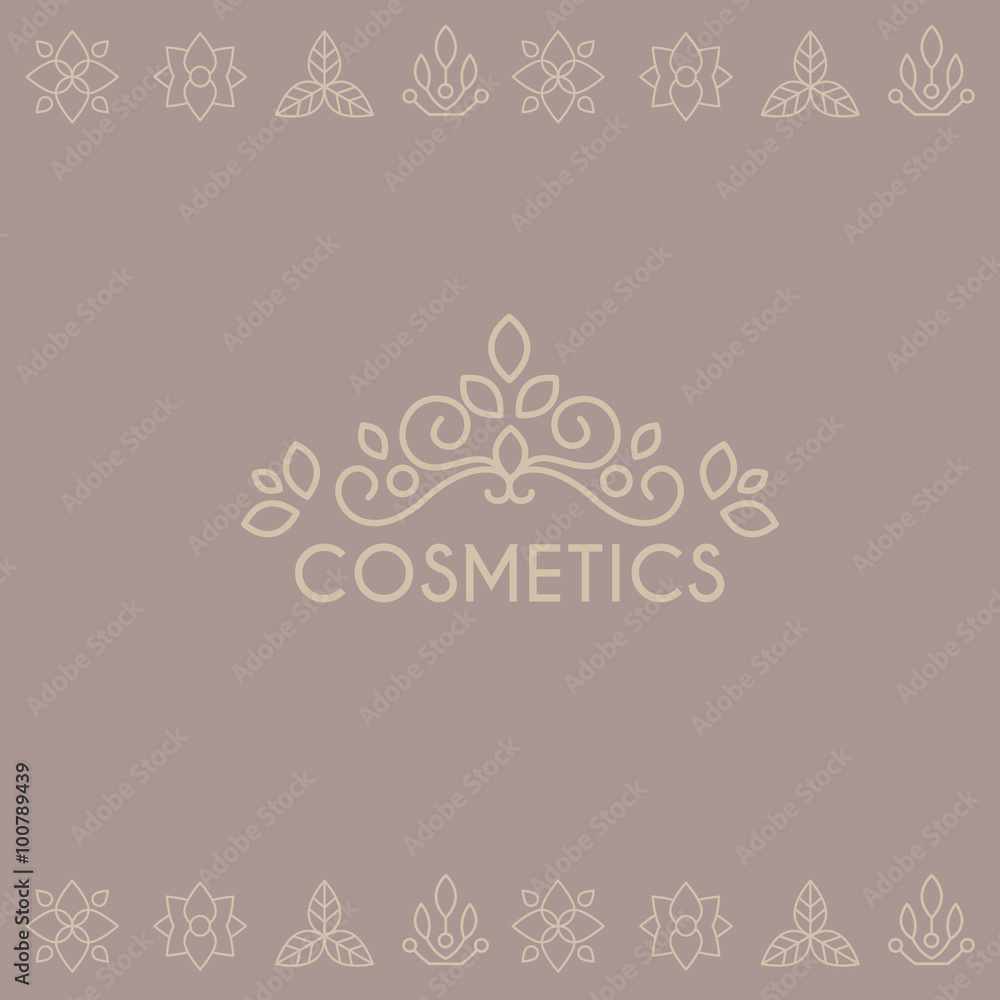 Beauty Industry Lettering and Curls. Vector Set