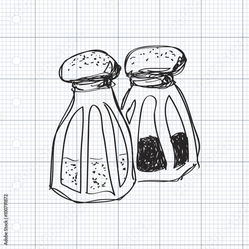 Simple doodle of salt and pepper pots