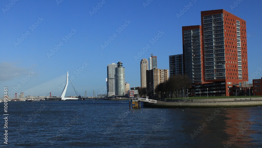 Rotterdam, Blick von Katendrecht über die Maas in Richtung Innenstadt