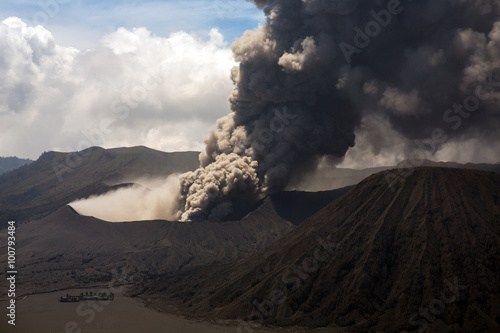 Bromo volcano is part of the Tengger massif, with mount Semuru, in east Java in Indonesia