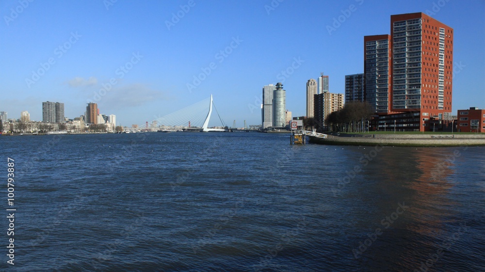 Rotterdam, Blick von Katendrecht über die Maas in Richtung Stadtzentrum