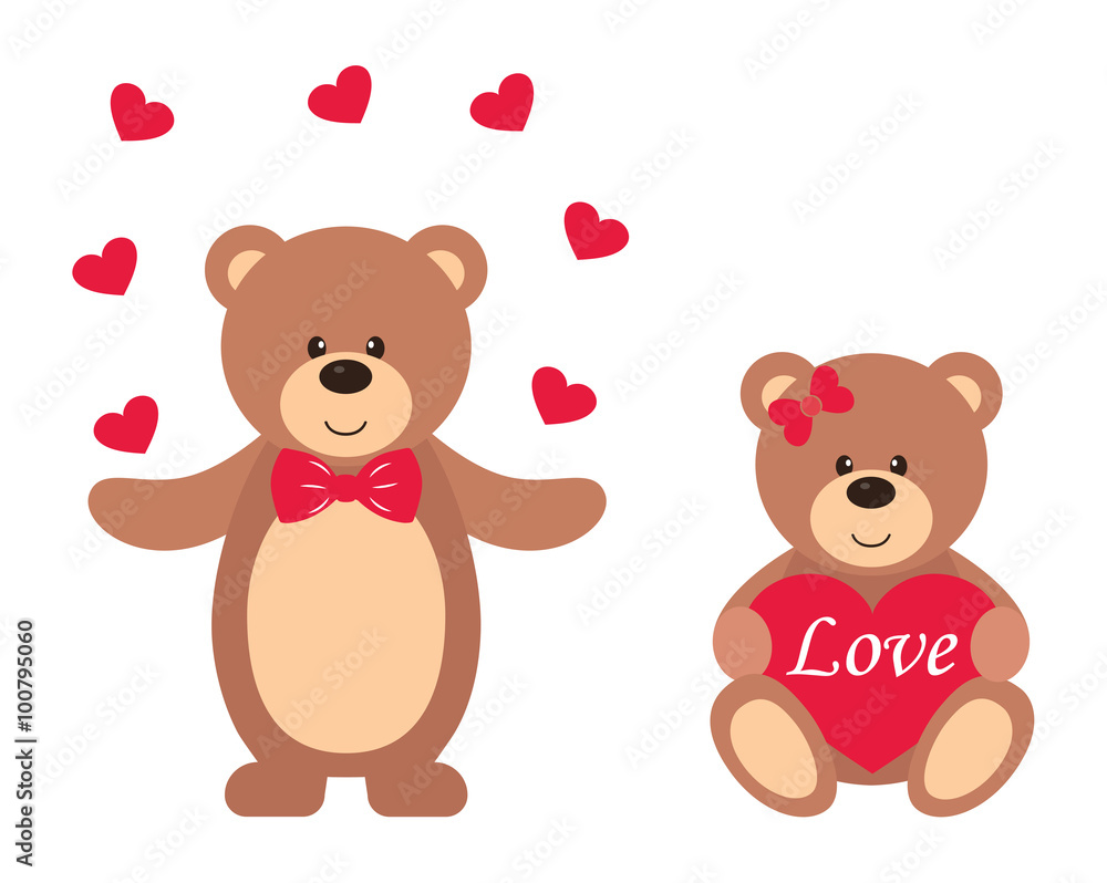 Fototapeta premium romantic teddy with heart and teddy text