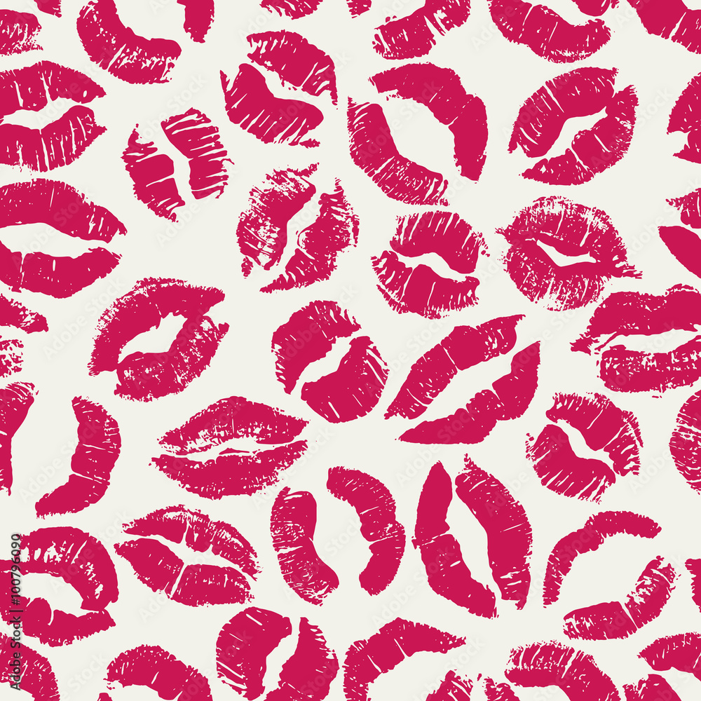 Seamless pattern with lipstick kisses. Seamless pattern with lipstick kisses.