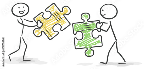 Strichmännchen Puzzle - Teamwork