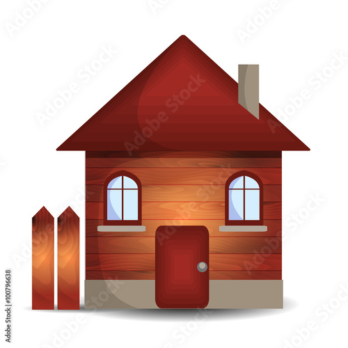 Cottage and fence mahogany