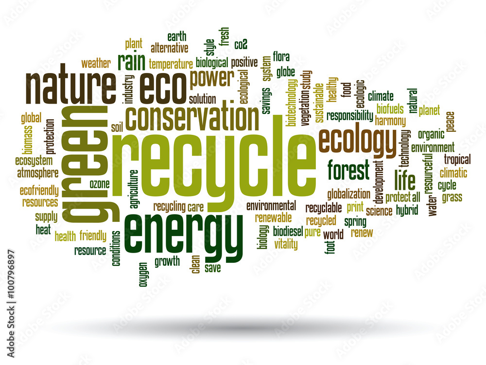 Fototapeta premium Vector conceptual ecology word cloud isolated