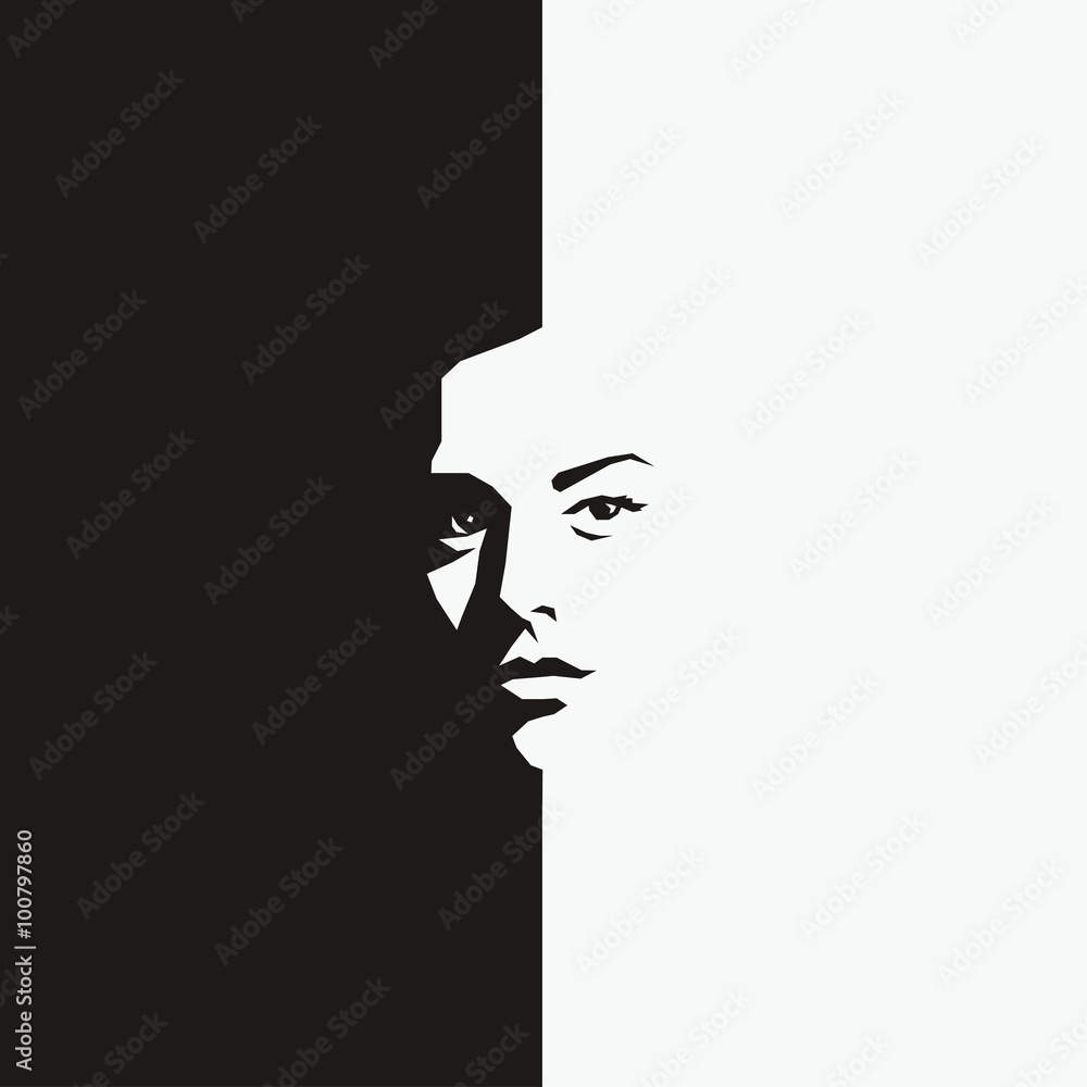 Half Black And Half White Face