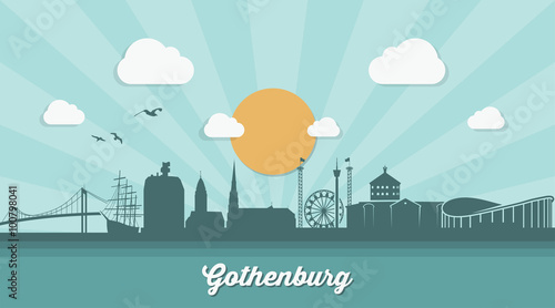 Gothenburg skyline - flat design
