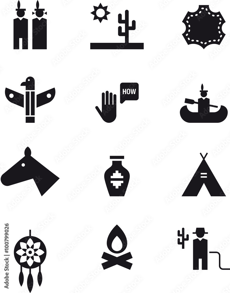 NATIVE AMERICANS black icons pack Stock Vector | Adobe Stock