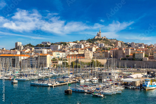 Notre Dame de la Garde and olf port in Marseille, France © Sergii Figurnyi